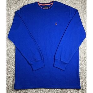 Polo Ralph Lauren Waffle Knit Thermal Shirt Blue Crewneck Pullover Size 2XL‎